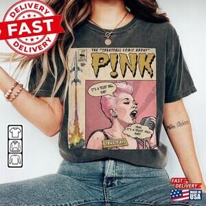 Pnk Comic Shirt  90S   Book Art Trustfall World Tour Album Graphic Tee
